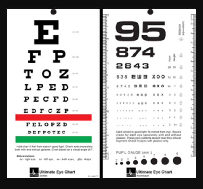 Ultimate Rosenbaum/Snellen Pocket Eye Chart Bastyr Bookstore