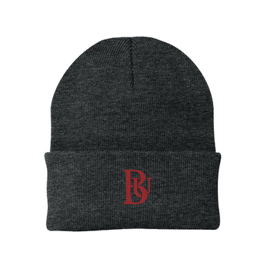 Bastyr Knit Cap Beanie  - Charcoal w/ Cranberry BU