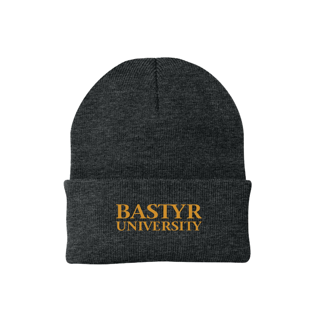 Bastyr Knit Cap Beanie  - Charcoal w/ Turmeric Logo