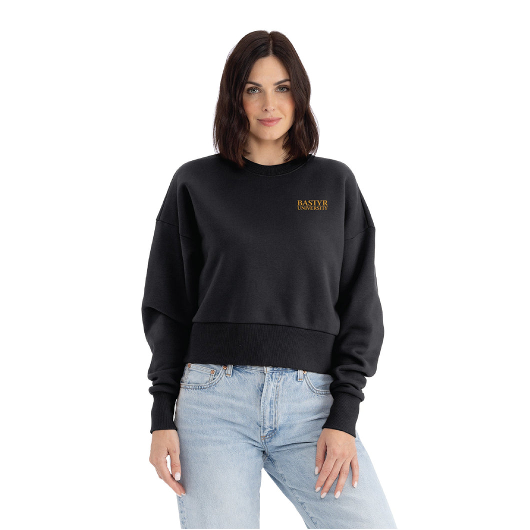 Bastyr Embroidered Cropped Crewneck Sweatshirt - Turmeric Embroidery
