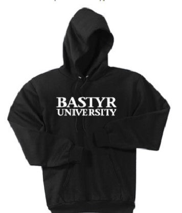 Bastyr Logo Adult Hoodie - Black w/ White Lettering