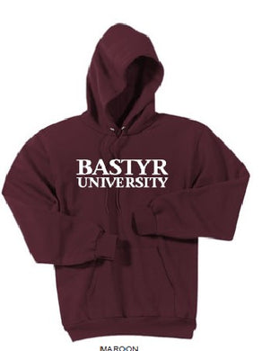 Bastyr Logo Adult Hoodie - Cranberry w/ White Lettering